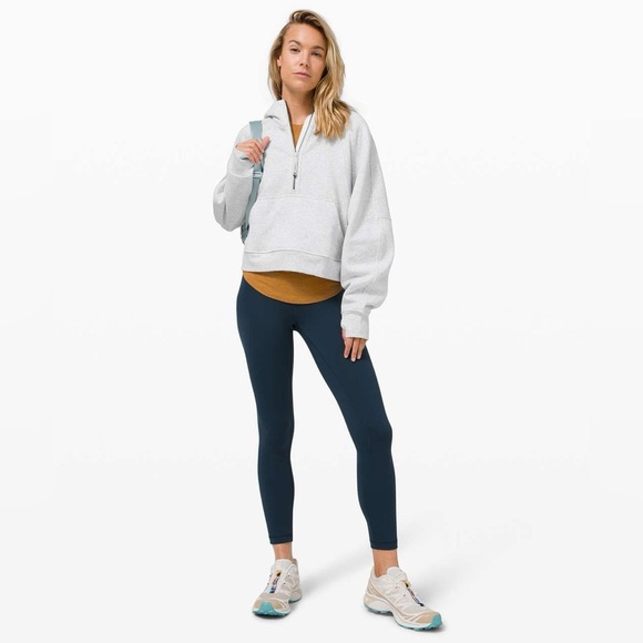Lululemon Scuba Oversized 1/2 Zip Hoodie Heathered Core Ultra Light Grey XS/S - Picture 3 of 11